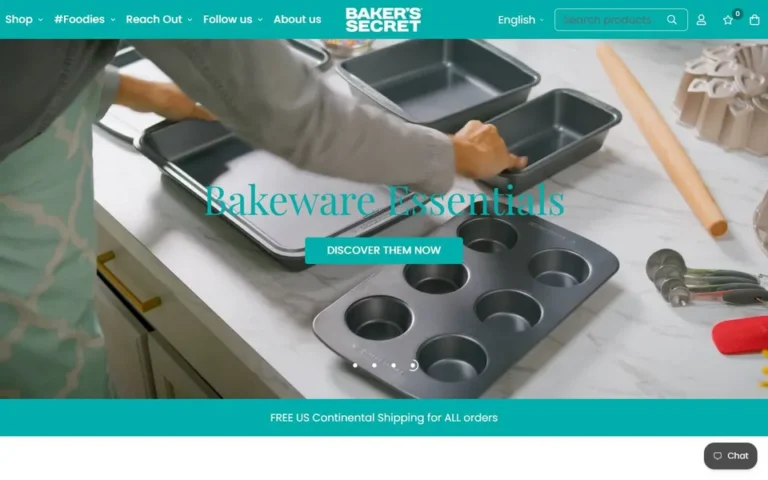 Baker's Secret homepage: Shopify store design for a bakeware brand