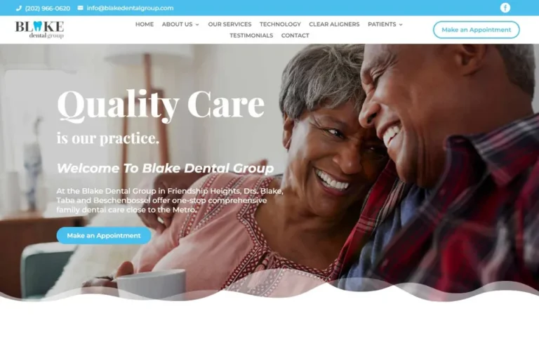 Blake Dental Group homepage: dental practice website design