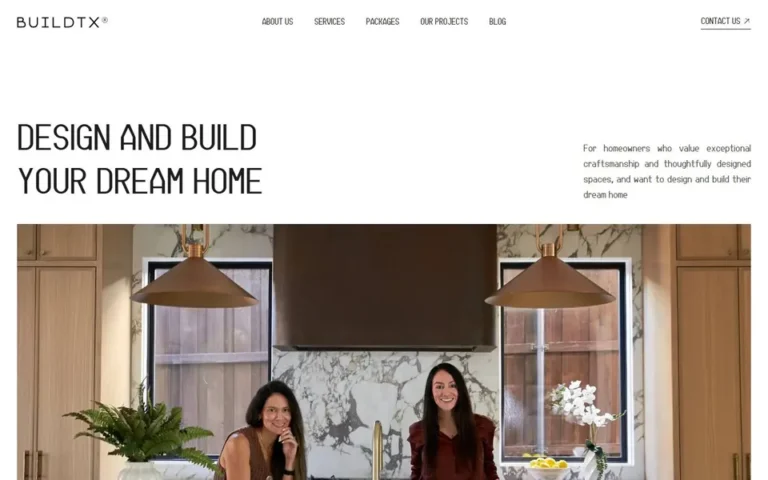 BuildTX homepage: design and build construction company website design