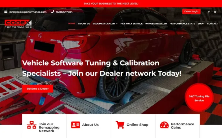 CodeX Performance homepage: WooCommerce store design for vehicle tuning software