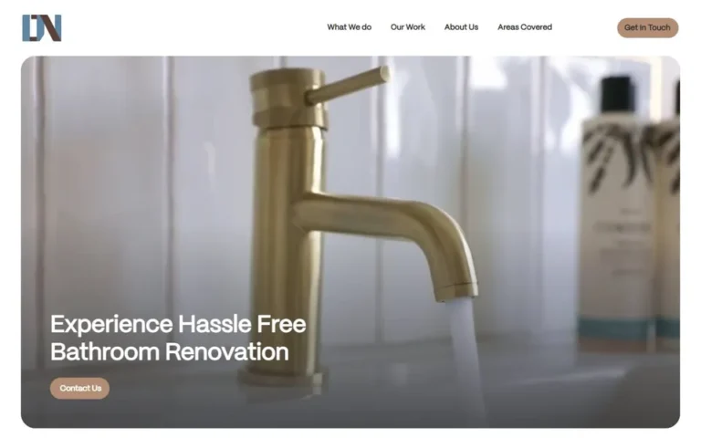 Deep Nest homepage: bathroom renovation company website design in the UK