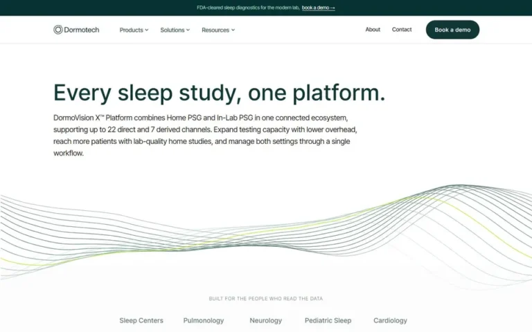 DormoTech homepage: sleep diagnostics medical technology website design