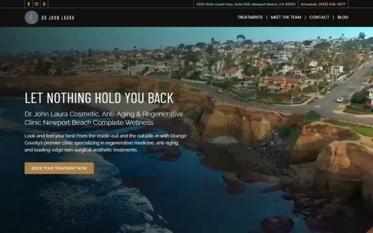Dr. John Laura homepage: cosmetic and regenerative medicine clinic website design in Newport Beach