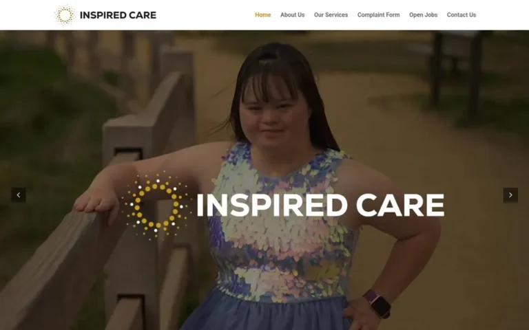 Inspired Care homepage: special needs care provider website design