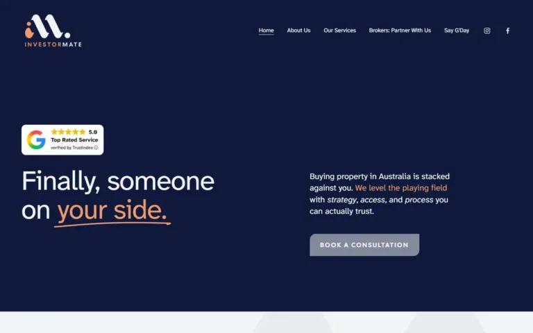InvestorMate homepage: property buyers agent website design in Australia