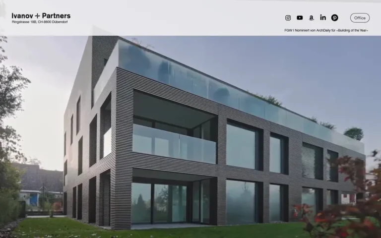 Ivanov + Partners homepage: architecture and construction firm website design in Switzerland