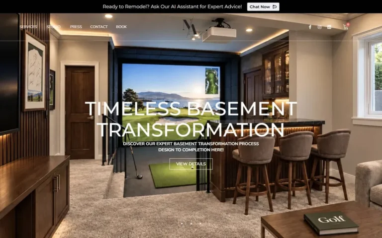 NOCO Accents homepage: basement renovation and interior design website design