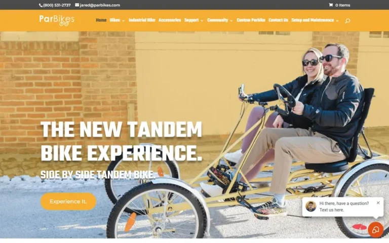 Parbikes homepage: WooCommerce store design for tandem bikes