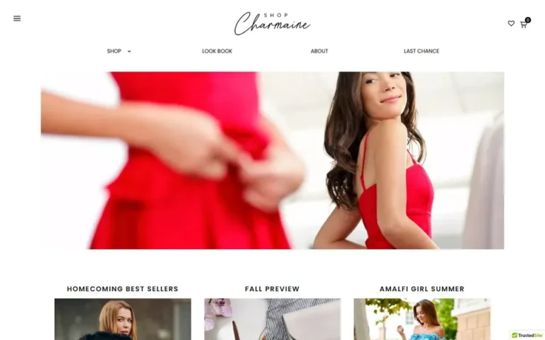 Shop Charmaine homepage: WooCommerce fashion store design