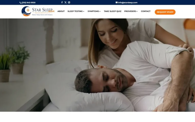 Star Sleep homepage: sleep testing and sleep therapy clinic website design