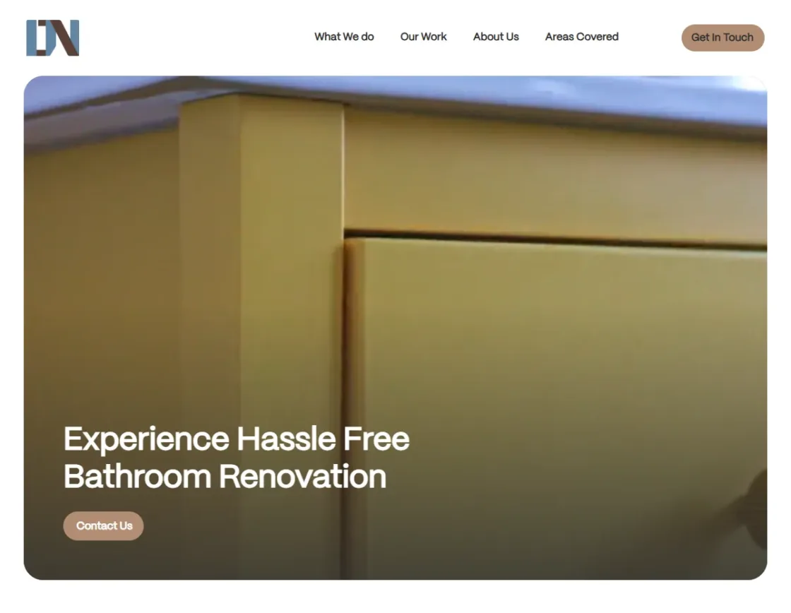 Deep Nest homepage: custom WordPress website design for a bathroom renovation company in the UK