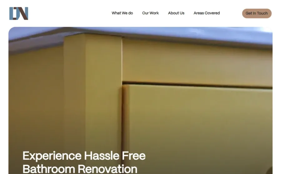 Deep Nest homepage: custom WordPress website design for a bathroom renovation company in the UK